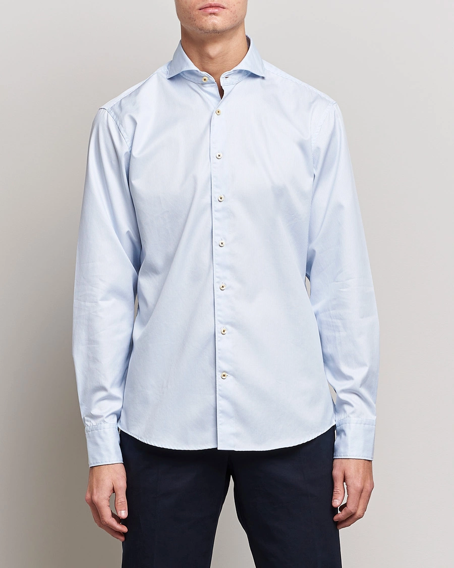 Herre | Casualskjorter | Stenströms | Fitted Body Pinstriped Casual Shirt Light Blue