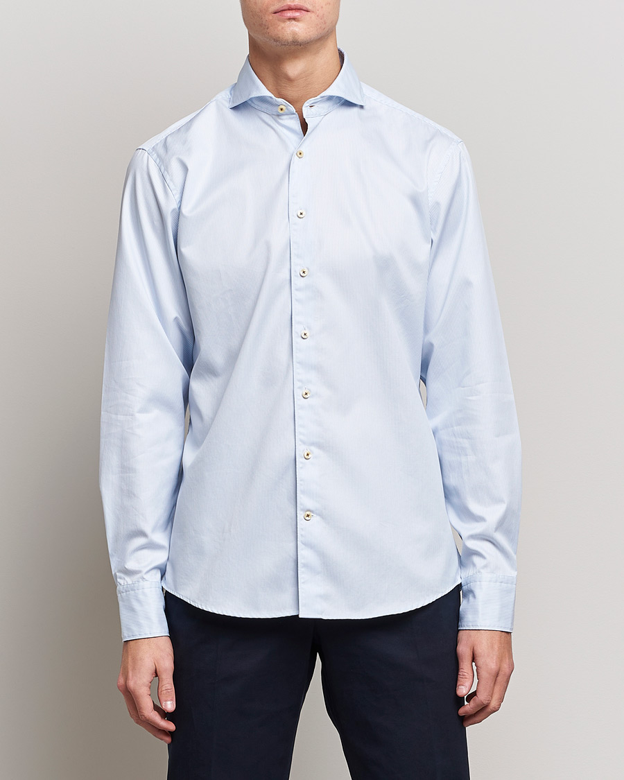 Herre | Casualskjorter | Stenströms | Fitted Body Pinstriped Casual Shirt Light Blue