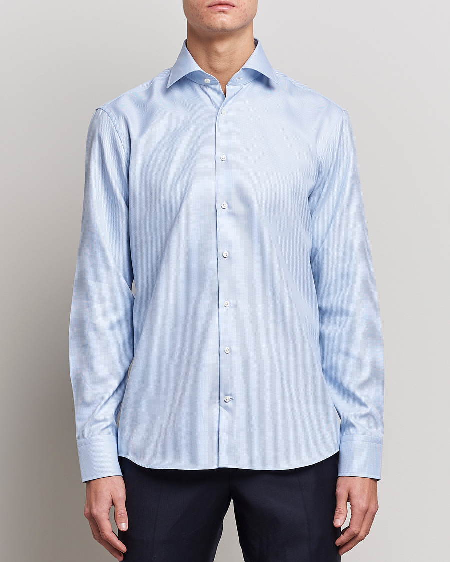 Herre | Skjorter | Stenströms | Fitted Body Houndstooth Shirt Blue