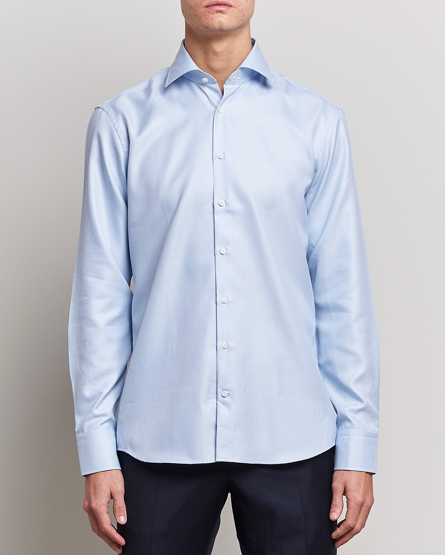 Herre |  | Stenströms | Fitted Body Houndstooth Shirt Blue