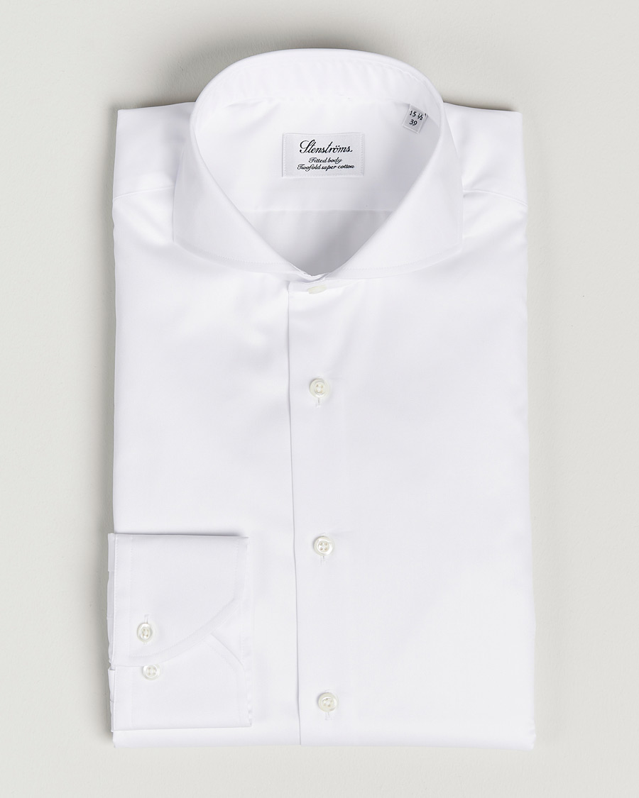 Herre | Skjorter | Stenströms | Fitted Body Extreme Cut Away Shirt White