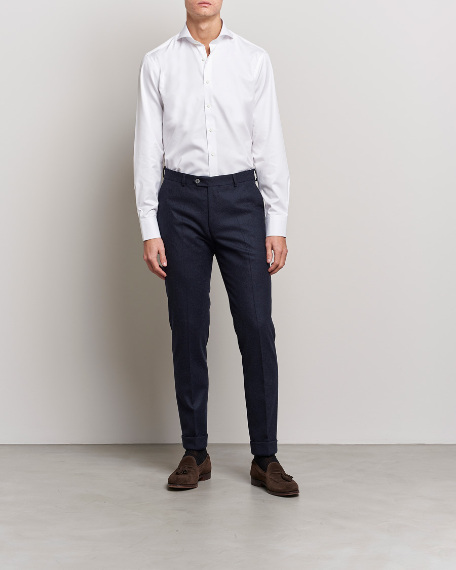 Herre | Stilsegment Casual Classics | Stenströms | Fitted Body Extreme Cut Away Shirt White