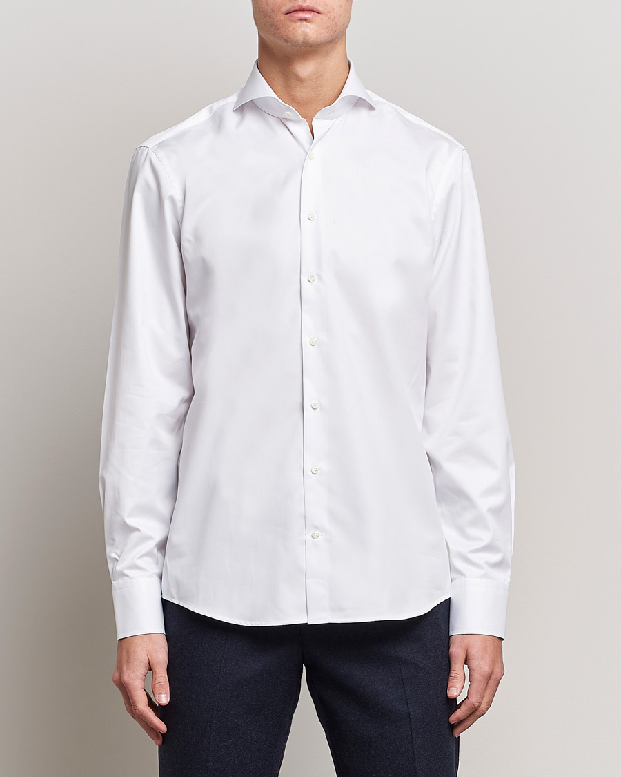 Herre | Business & Beyond | Stenströms | Fitted Body Extreme Cut Away Shirt White