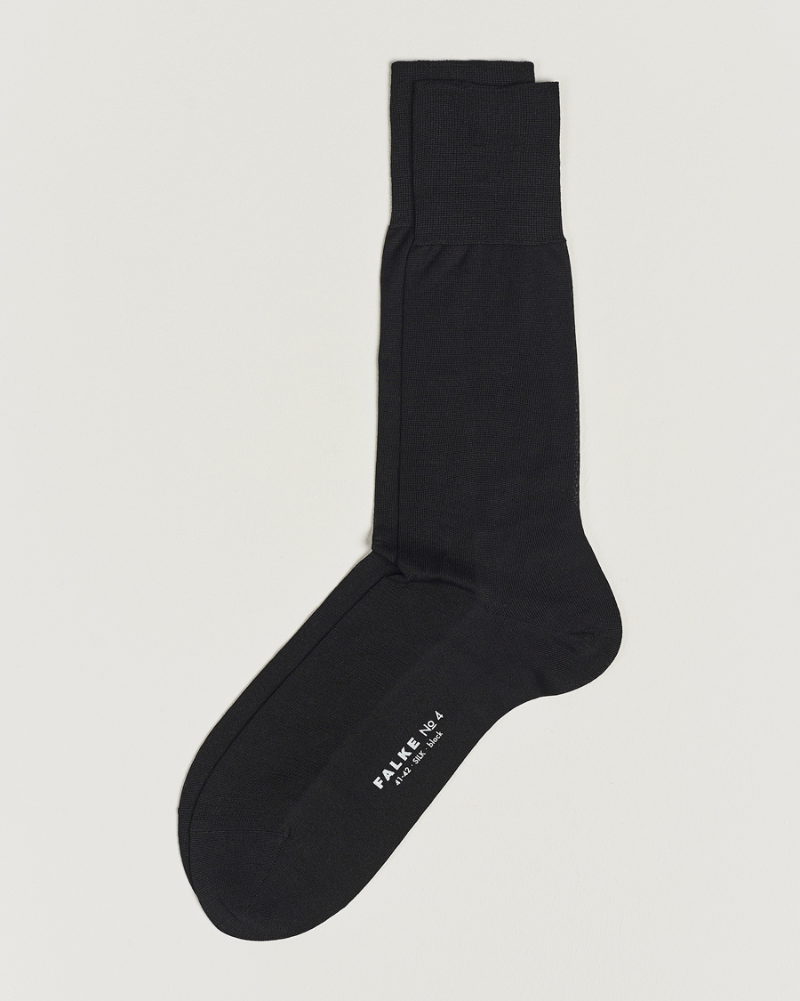 Herre | Knæstrømper | Falke | No. 4 Pure Silk Socks Black