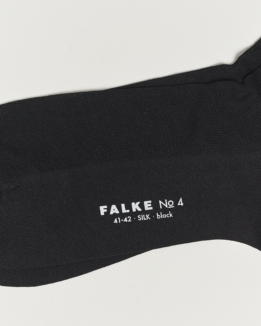 Herre | Knæstrømper | Falke | No. 4 Pure Silk Socks Black