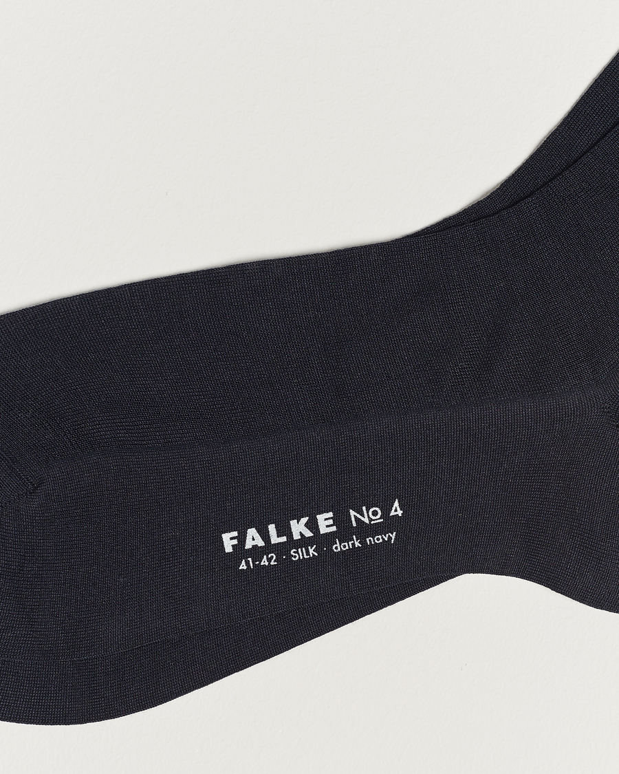 Herre | Knæstrømper | Falke | No. 4 Pure Silk Socks Dark Navy