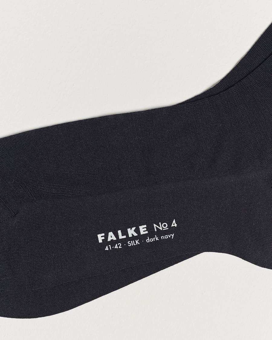 Herre |  | Falke | No. 4 Pure Silk Socks Dark Navy