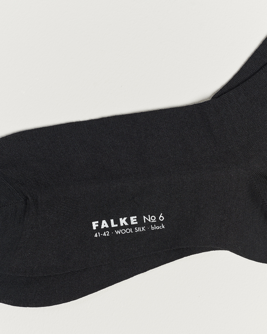 Herre | Sokker i merinould | Falke | No. 6 Finest Merino & Silk Socks Black