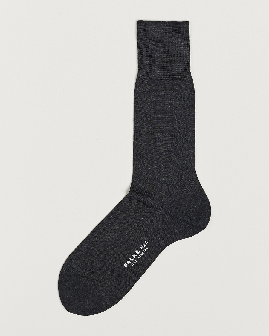 Herre | Undertøj | Falke | No. 6 Finest Merino & Silk Socks Anthracite Melange