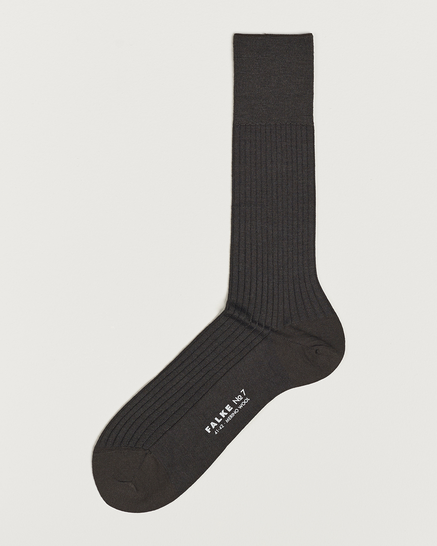 Herre | Undertøj | Falke | No. 7 Finest Merino Ribbed Socks Brown