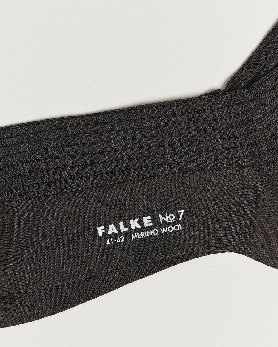 Herre | Undertøj | Falke | No. 7 Finest Merino Ribbed Socks Brown