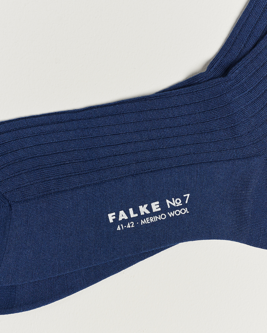 Herre |  | Falke | No. 7 Finest Merino Ribbed Socks Royal Blue
