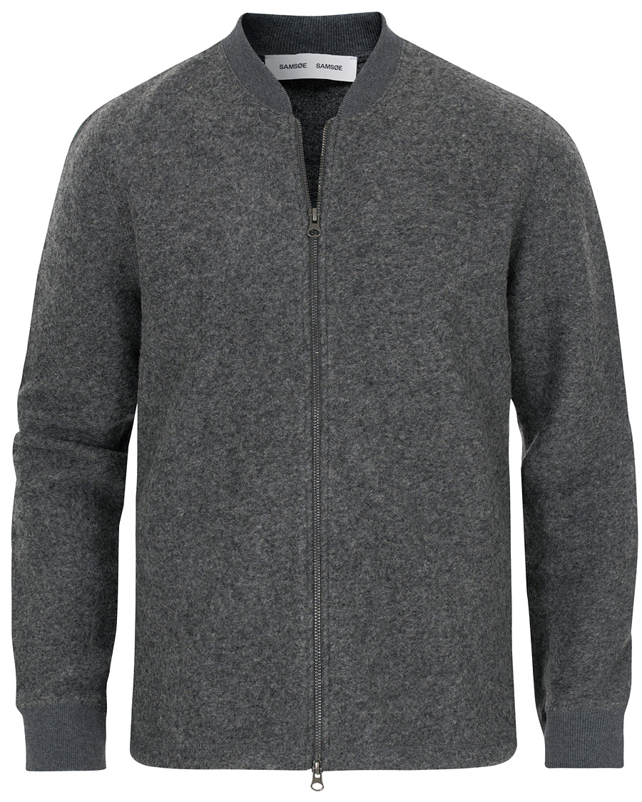 Herre | Trøjer | Samsøe Samsøe | Samsøe & Samsøe Allaro Full Zip Wool Cardigan Dark Grey Melange