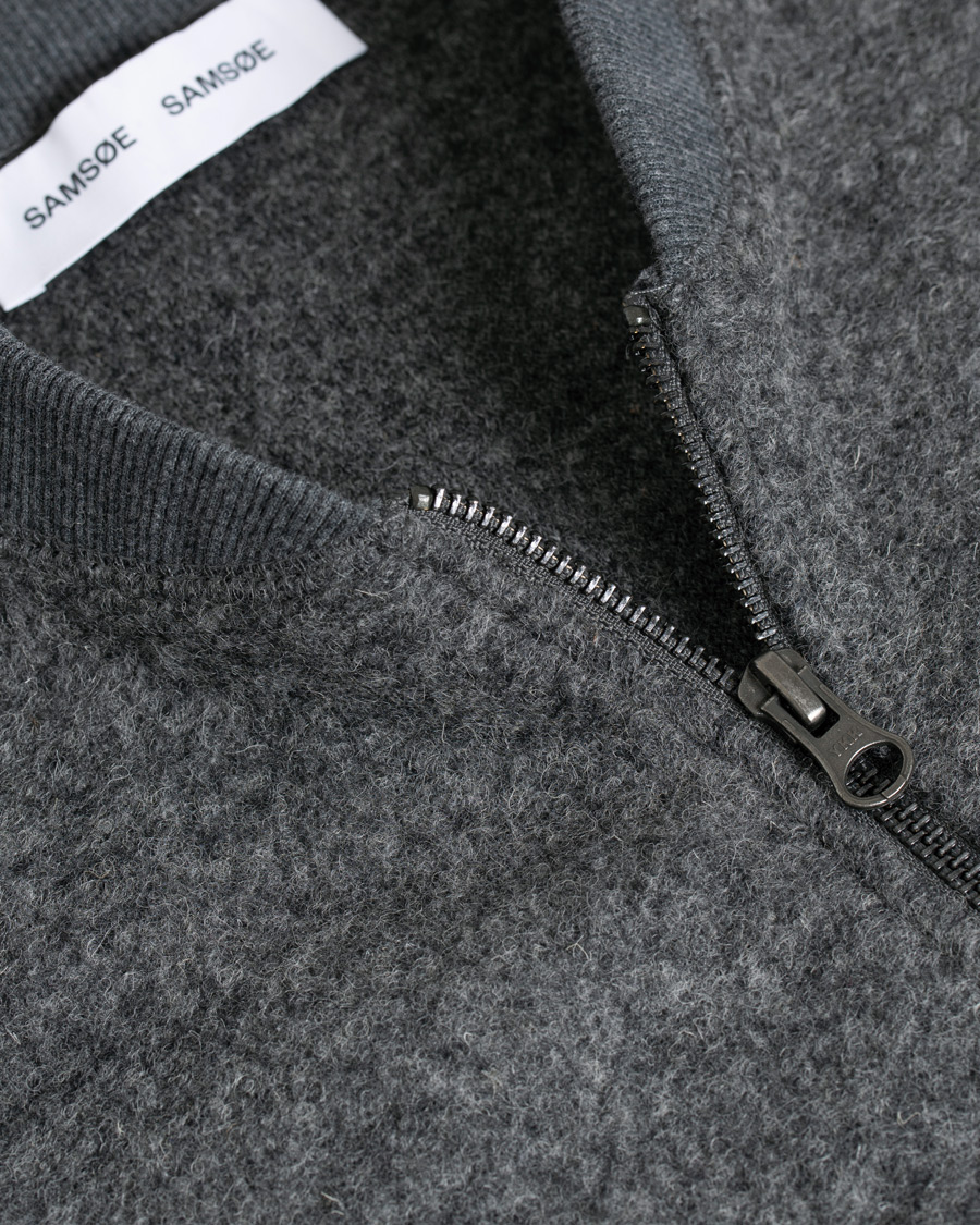 Herre | Trøjer | Samsøe Samsøe | Samsøe & Samsøe Allaro Full Zip Wool Cardigan Dark Grey Melange