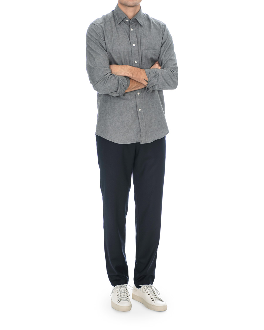 Herre | Skjorter | Eton | Slim Fit Flannel Button Under Shirt Light Grey