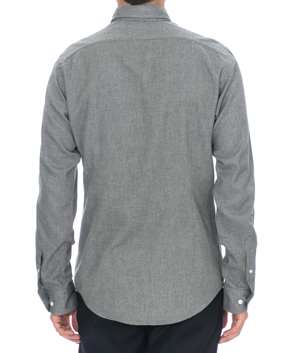 Herre | Skjorter | Eton | Slim Fit Flannel Button Under Shirt Light Grey