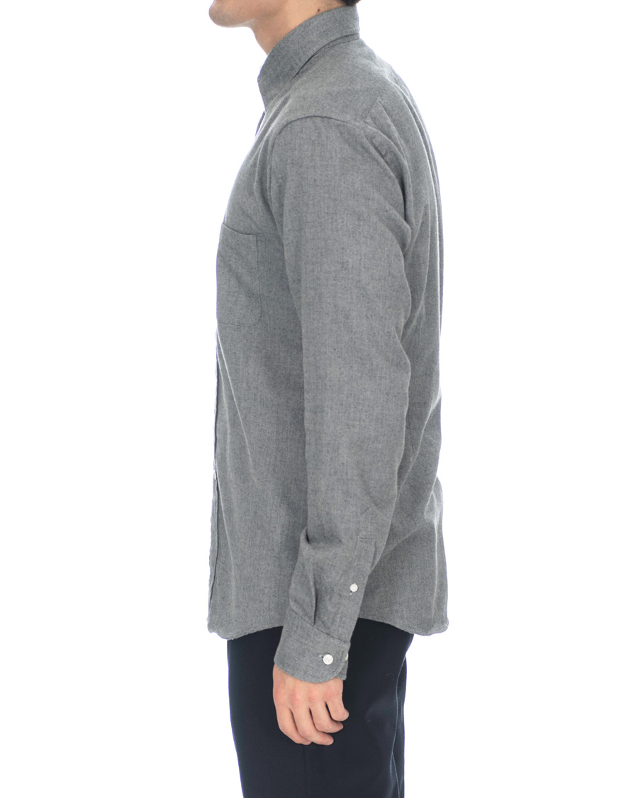 Herre | Skjorter | Eton | Slim Fit Flannel Button Under Shirt Light Grey