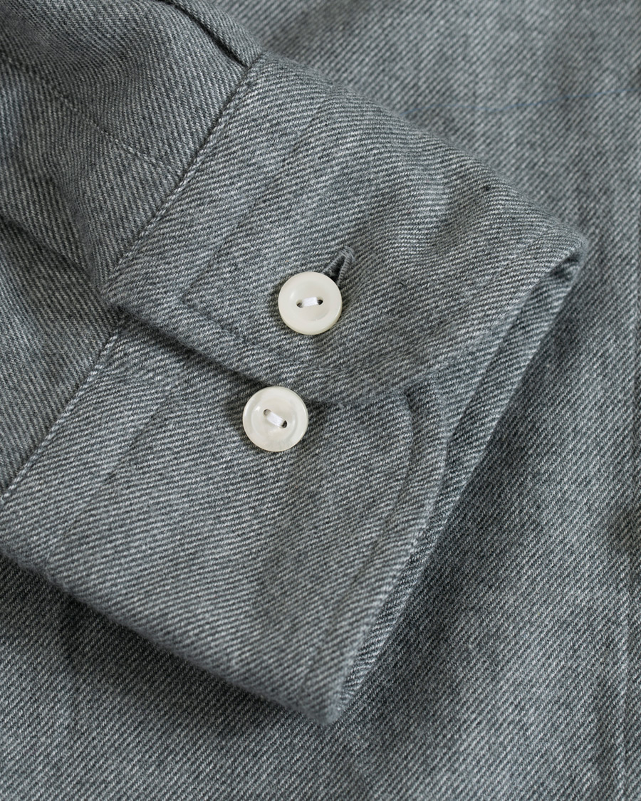 Herre | Skjorter | Eton | Slim Fit Flannel Button Under Shirt Light Grey