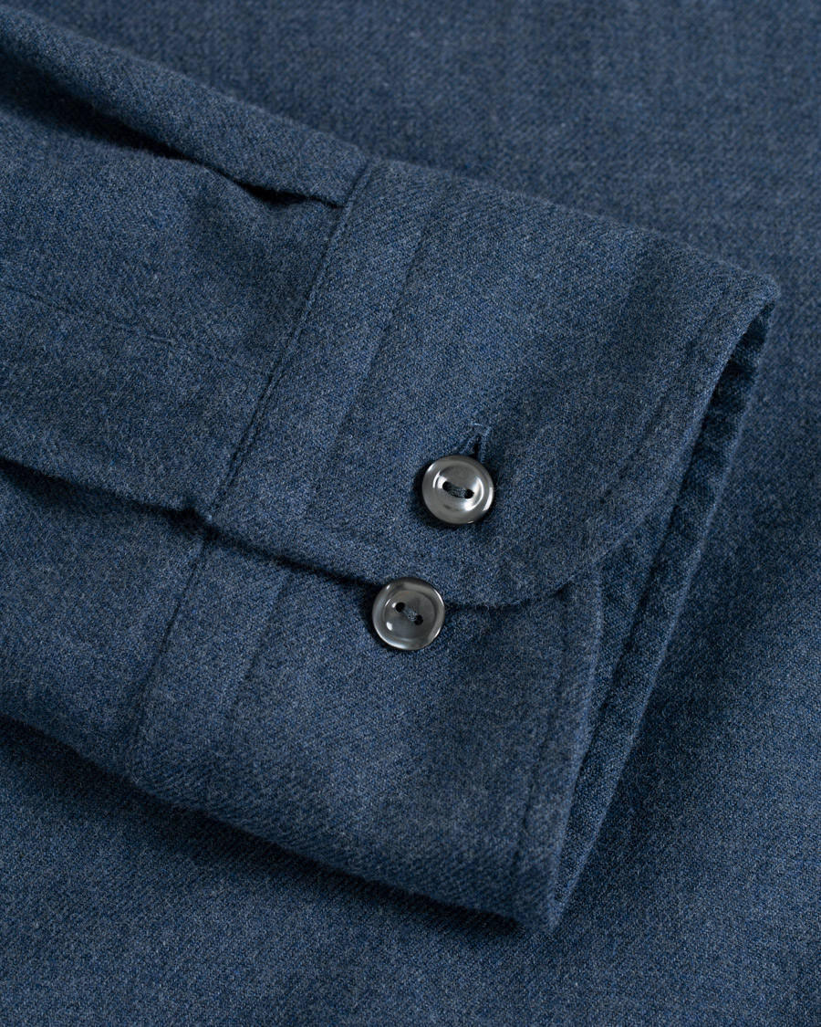 Herre | Skjorter | Eton | Slim Fit Flannel Button Under Shirt Mid Blue