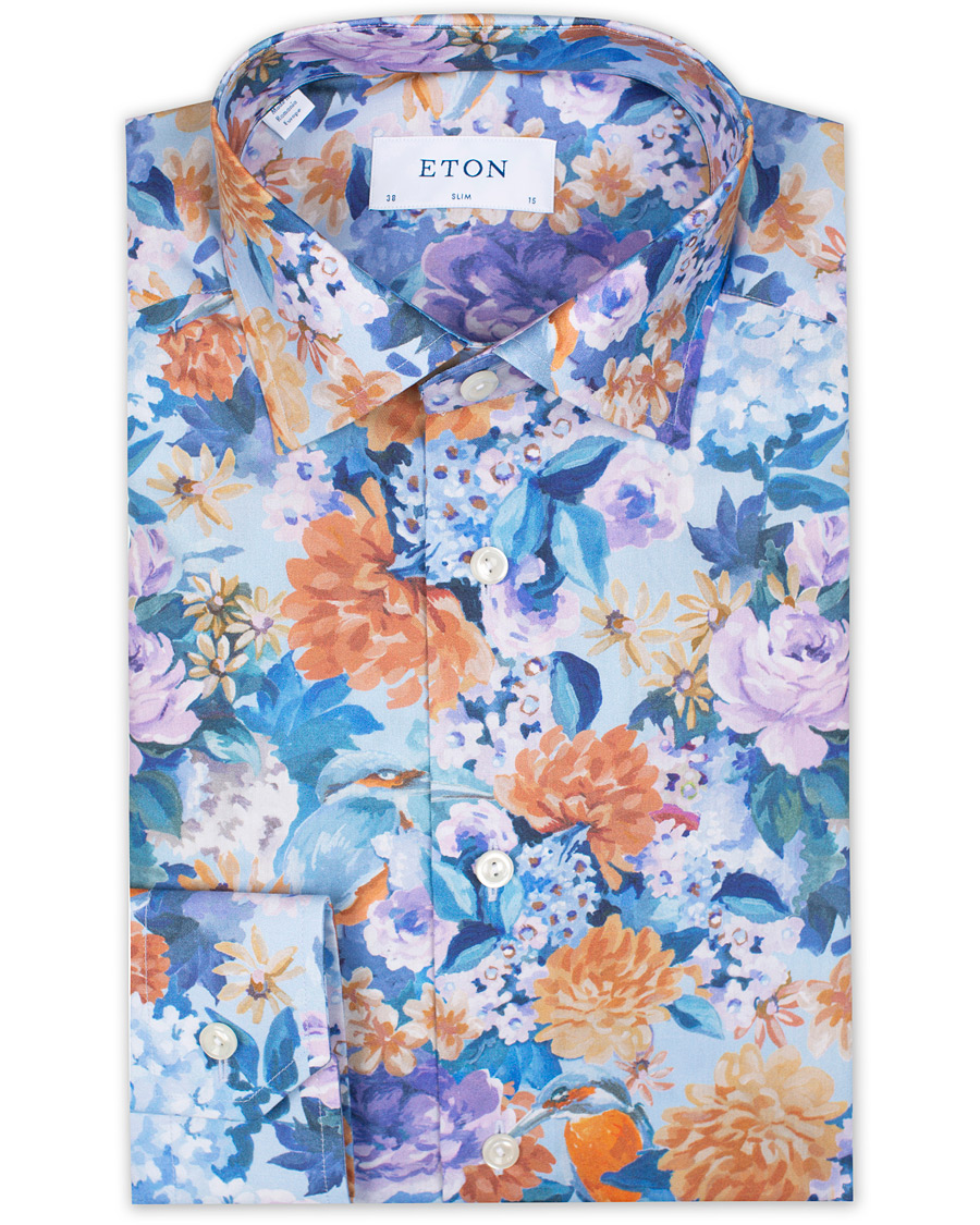 Herre | Skjorter | Eton | Slim Fit Floral Print Cut Away Shirt Multi