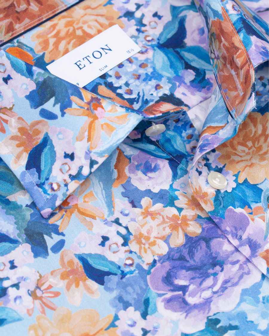 Herre | Skjorter | Eton | Slim Fit Floral Print Cut Away Shirt Multi