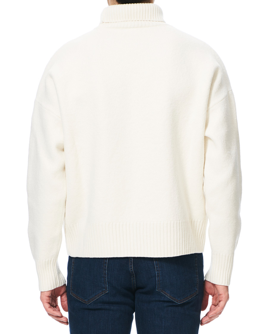 Herre | Trøjer | AMI | Oversize Logo Wool Turtleneck Off White