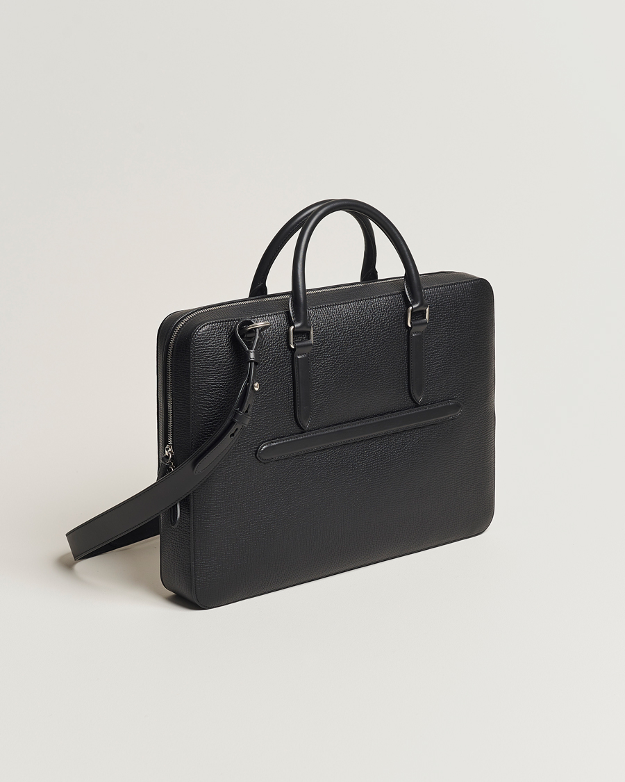 Herre | Tasker | Smythson | Ludlow Slim Briefcase With Zip Front Black