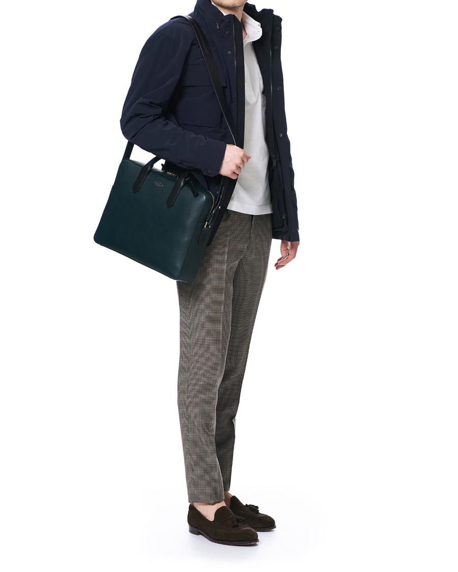 Herre | Smythson Maxi Panama Slim Briefcase Sage Green | Smythson | Maxi Panama Slim Briefcase Sage Green
