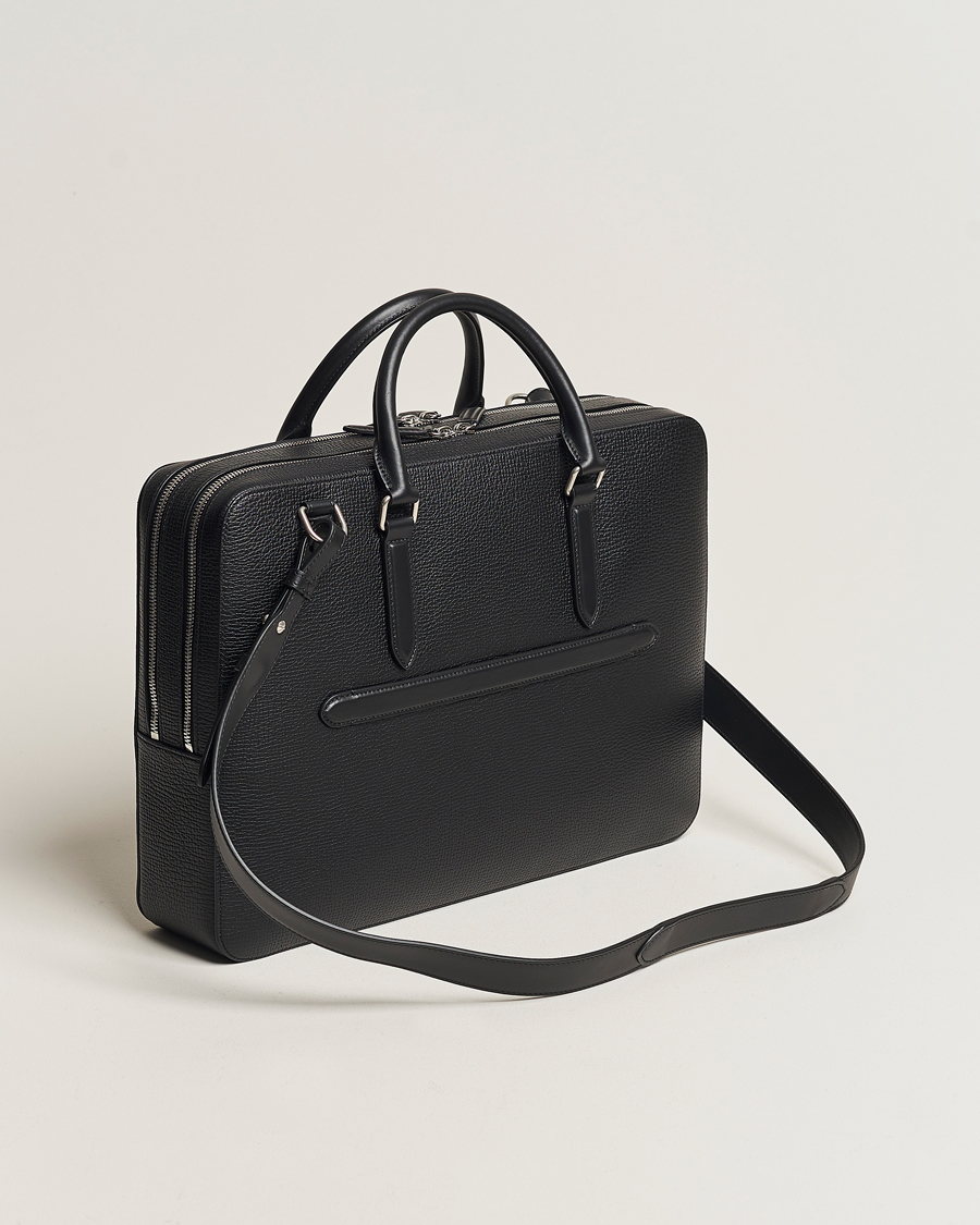 Herre | Computertasker | Smythson | Ludlow Large Briefcase with Zip Front Black