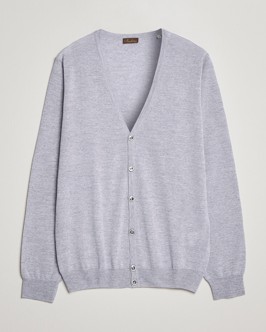 Herre | Trøjer | Stenströms | Merino Zegna Knitted Cardigan Light Grey
