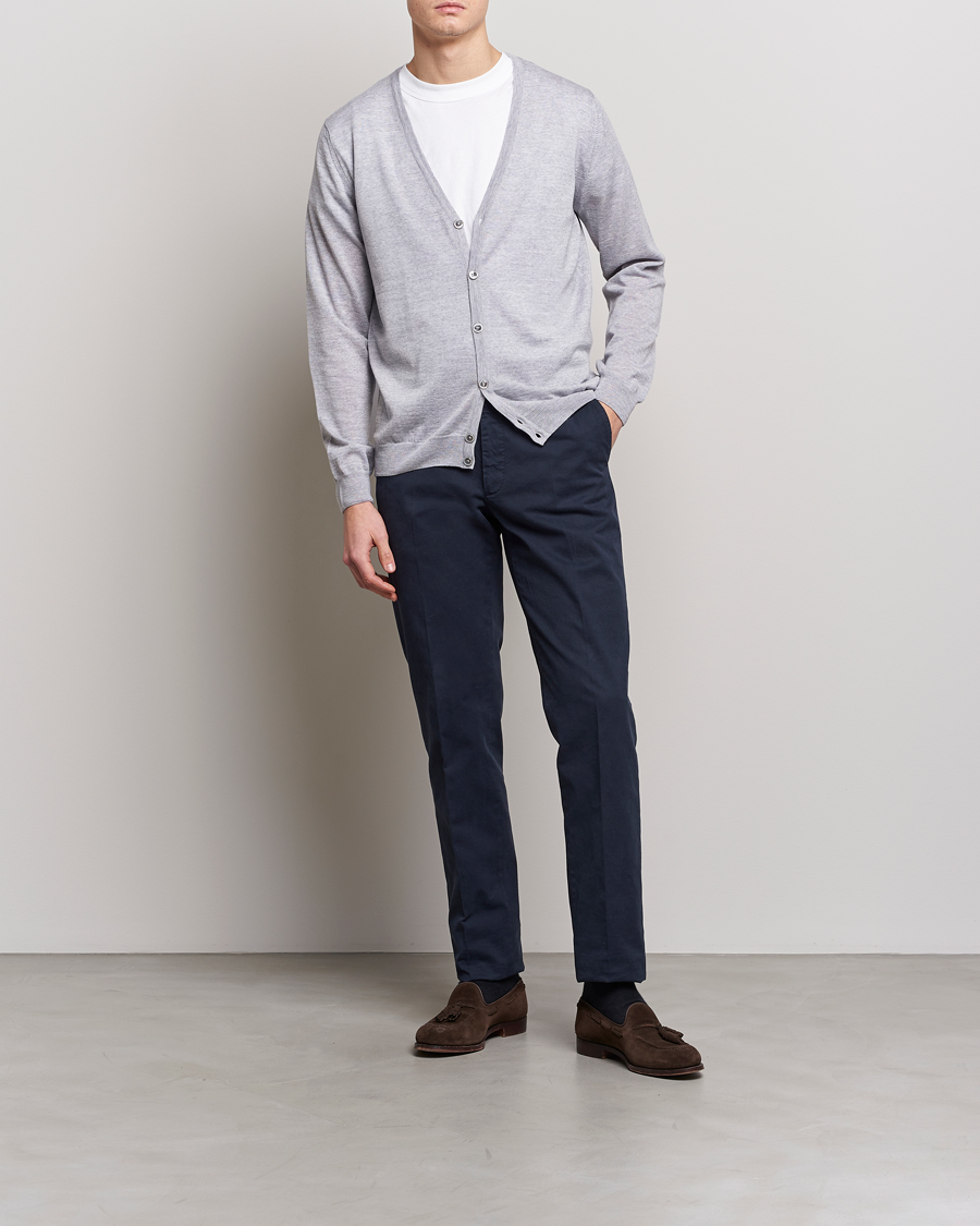Herre | Trøjer | Stenströms | Merino Zegna Knitted Cardigan Light Grey