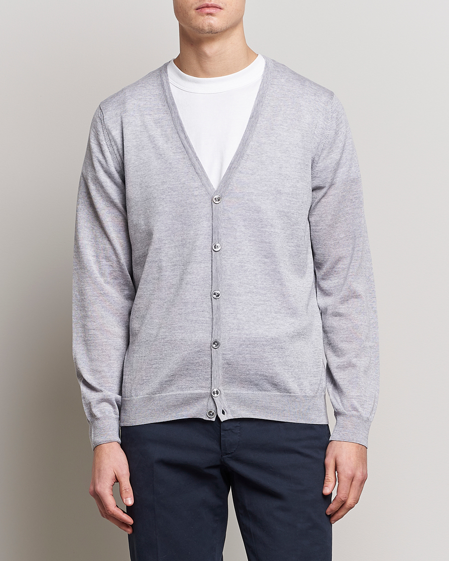 Herre | Udsalg | Stenströms | Merino Zegna Knitted Cardigan Light Grey