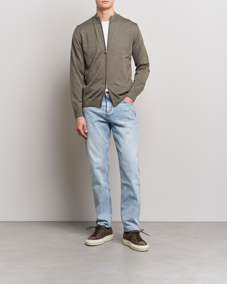 Herre | Trøjer | Stenströms | Merino Full Zip Olive