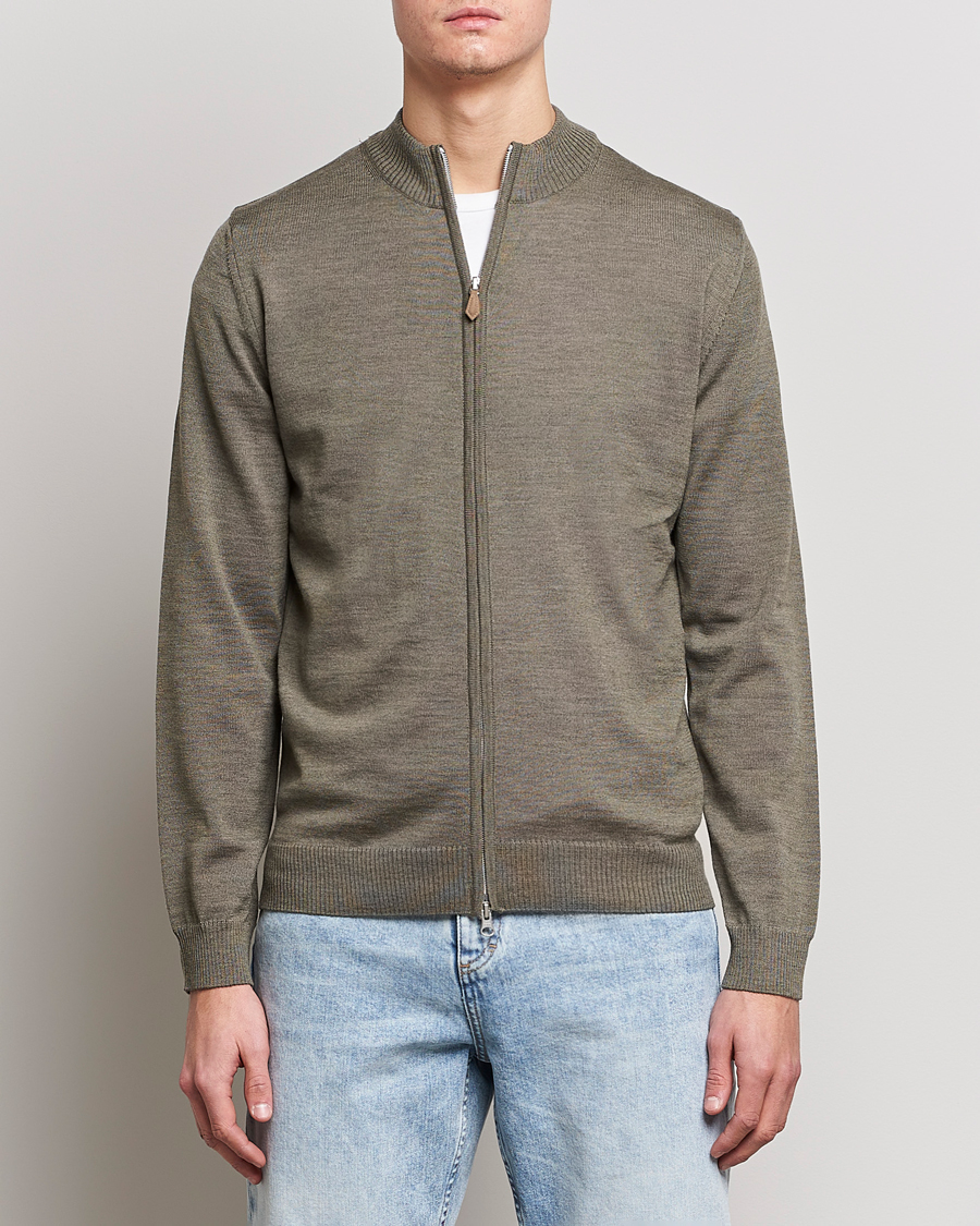 Herre | Udsalg | Stenströms | Merino Full Zip Olive