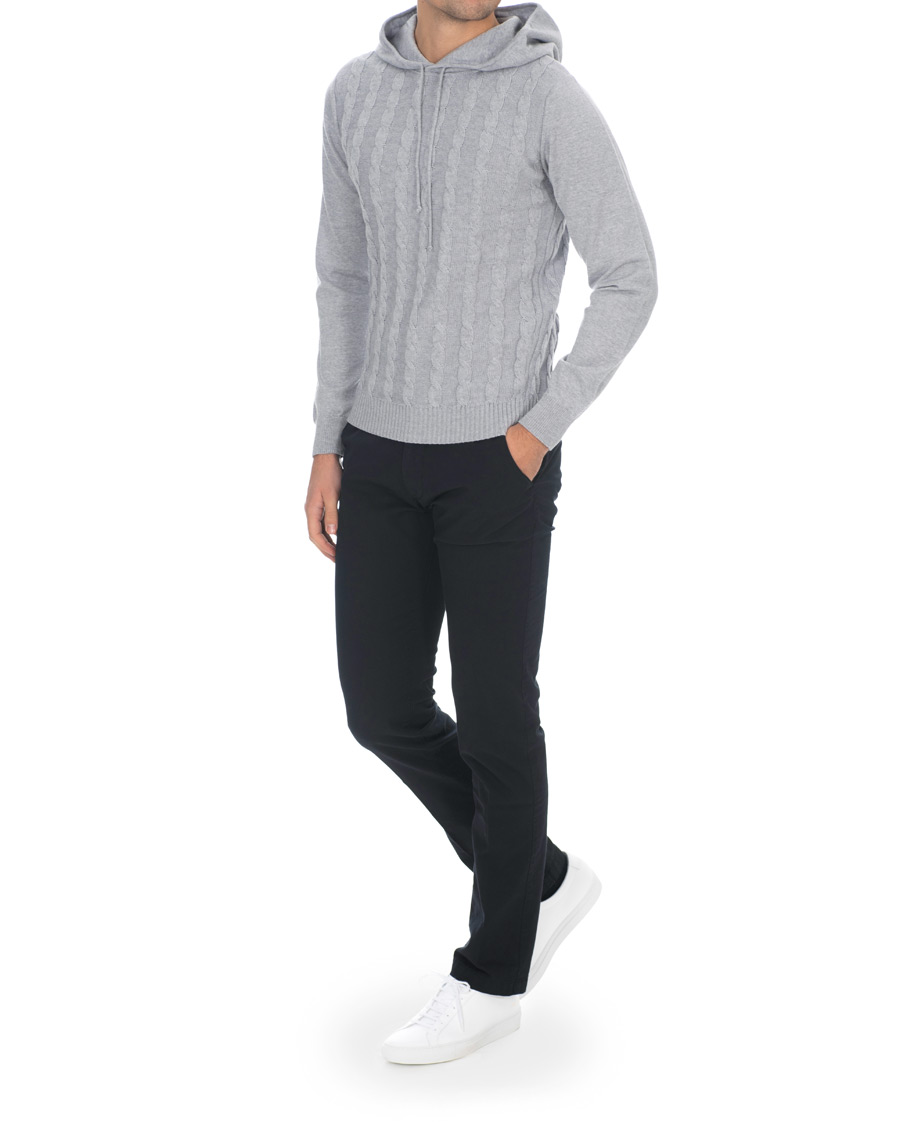 Herre | Trøjer | Stenströms | Merino Wool Cable Hoodie Grey