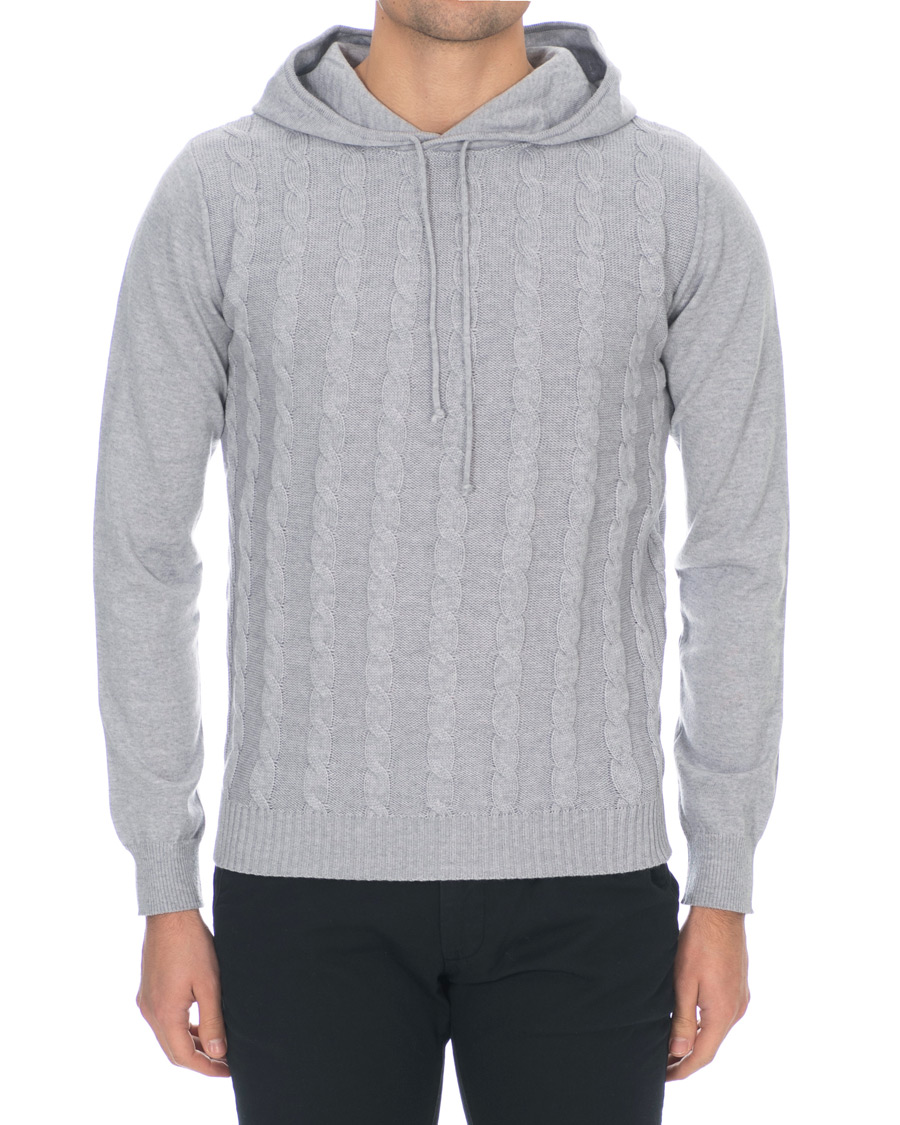 Herre | Trøjer | Stenströms | Merino Wool Cable Hoodie Grey