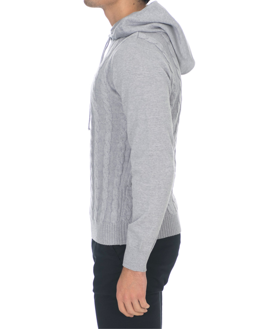 Herre | Trøjer | Stenströms | Merino Wool Cable Hoodie Grey