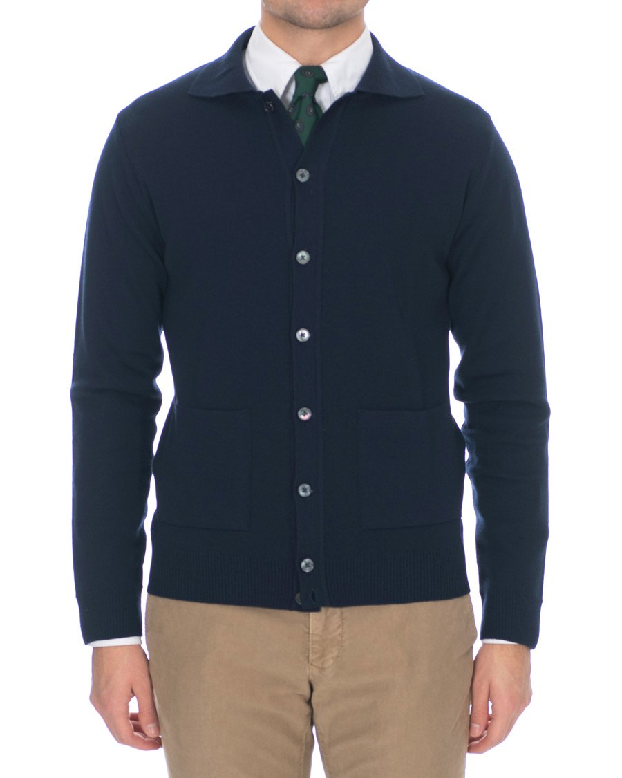Herre | Trøjer | Stenströms | Merino Wool Cardigan Navy