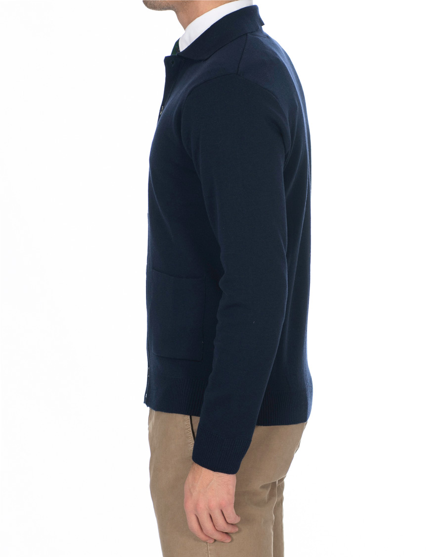 Herre | Trøjer | Stenströms | Merino Wool Cardigan Navy