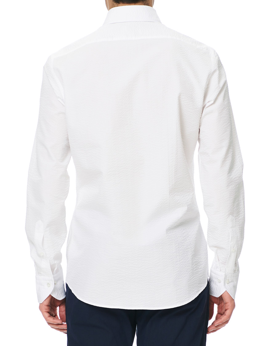 Herre | Skjorter | Stenströms | Slimline Seersucker One Piece Collar Shirt White