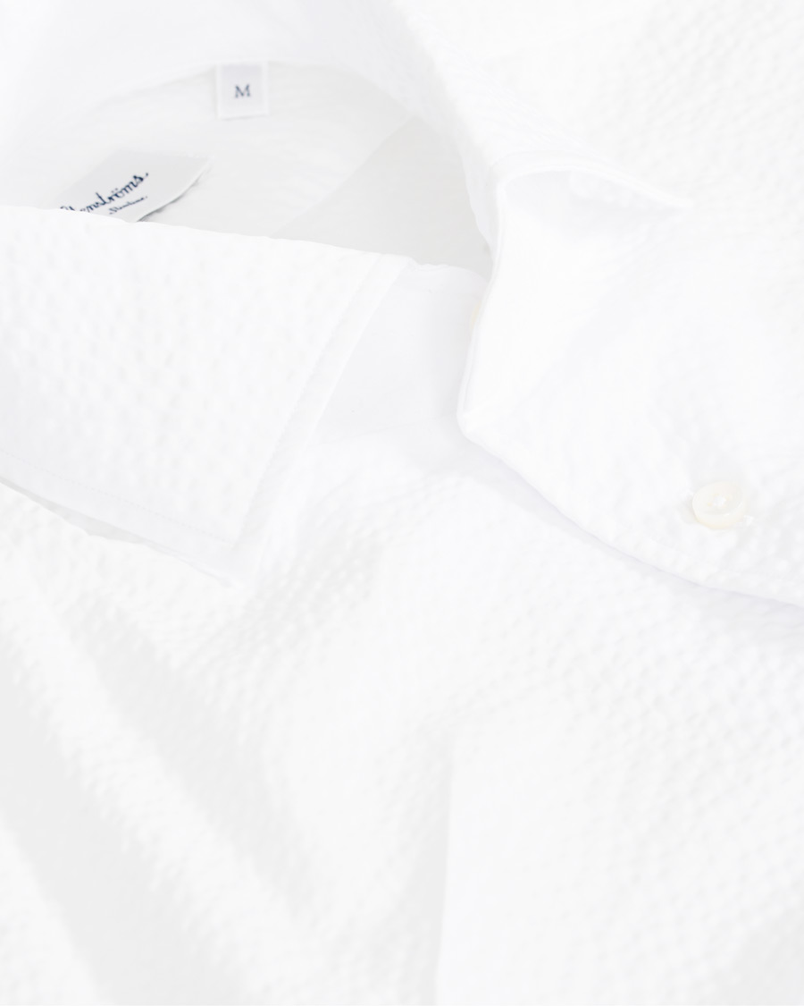 Herre | Skjorter | Stenströms | Slimline Seersucker One Piece Collar Shirt White