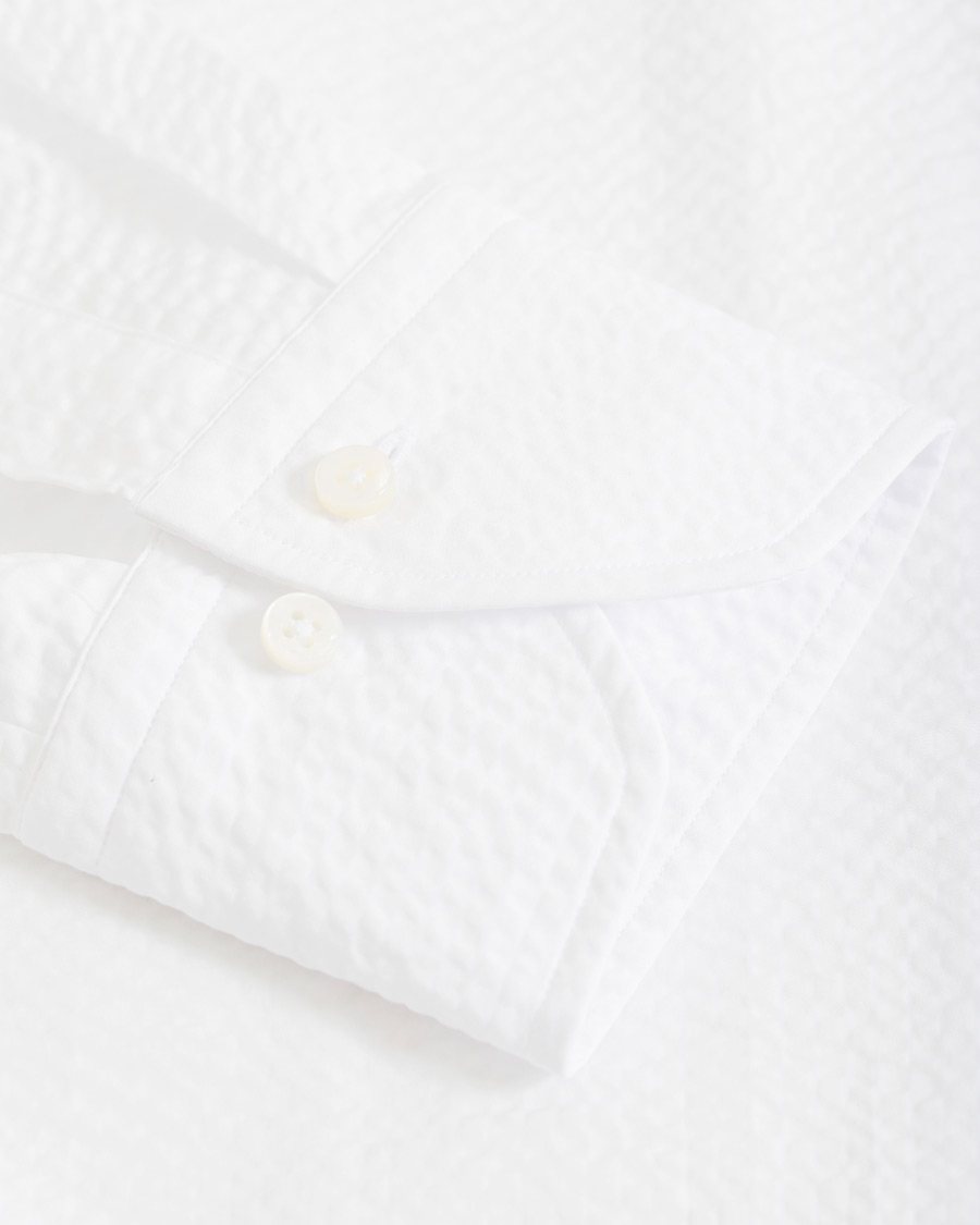 Herre | Skjorter | Stenströms | Slimline Seersucker One Piece Collar Shirt White