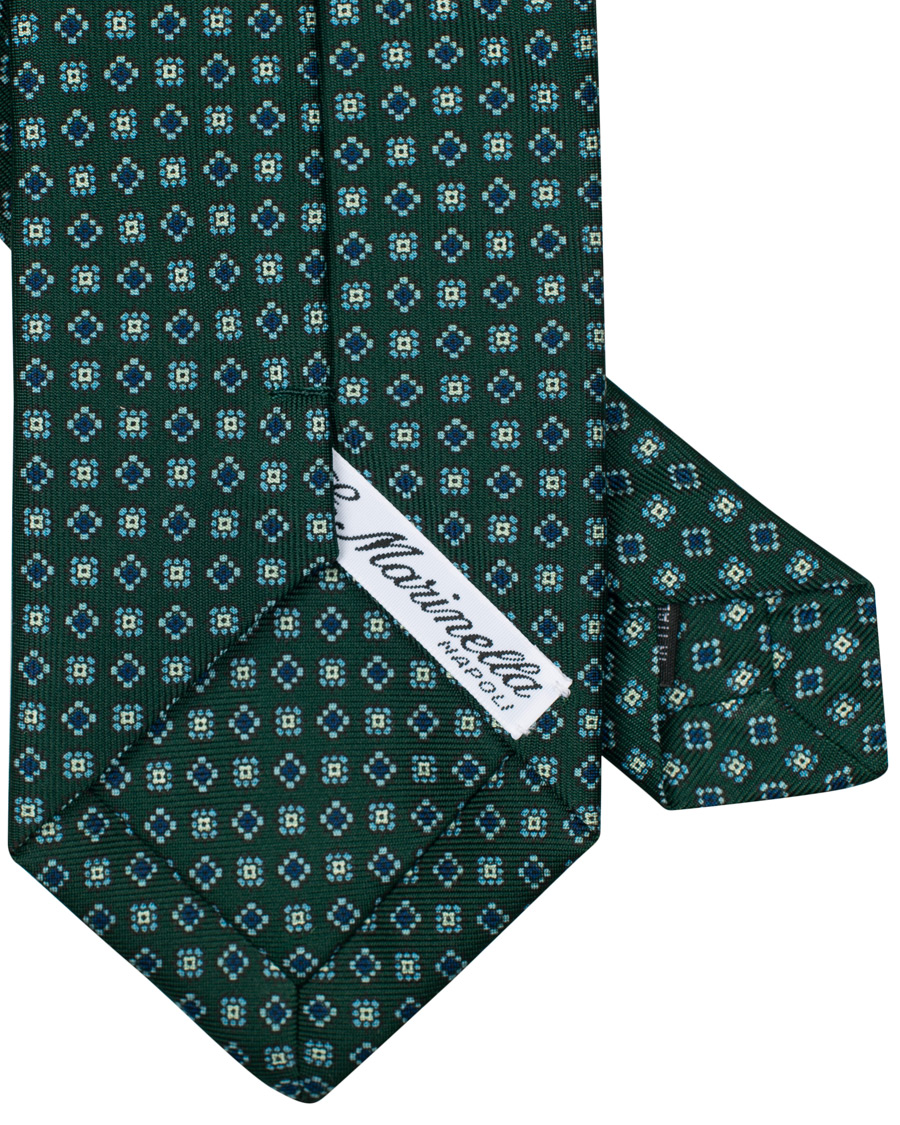 Herre |  | E. Marinella | 3-Fold Printed Micro Pattern 8 cm Silk Tie Dark Green