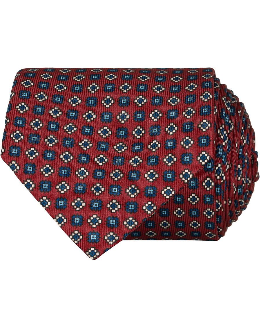 Herre | E. Marinella 3-Fold Printed Micro Pattern 8 cm Silk Tie Burgundy | E. Marinella | 3-Fold Printed Micro Pattern 8 cm Silk Tie Burgundy