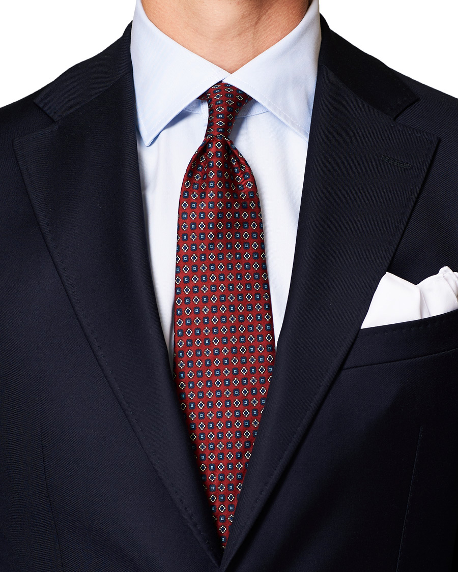 Herre | E. Marinella 3-Fold Printed Micro Pattern 8 cm Silk Tie Burgundy | E. Marinella | 3-Fold Printed Micro Pattern 8 cm Silk Tie Burgundy