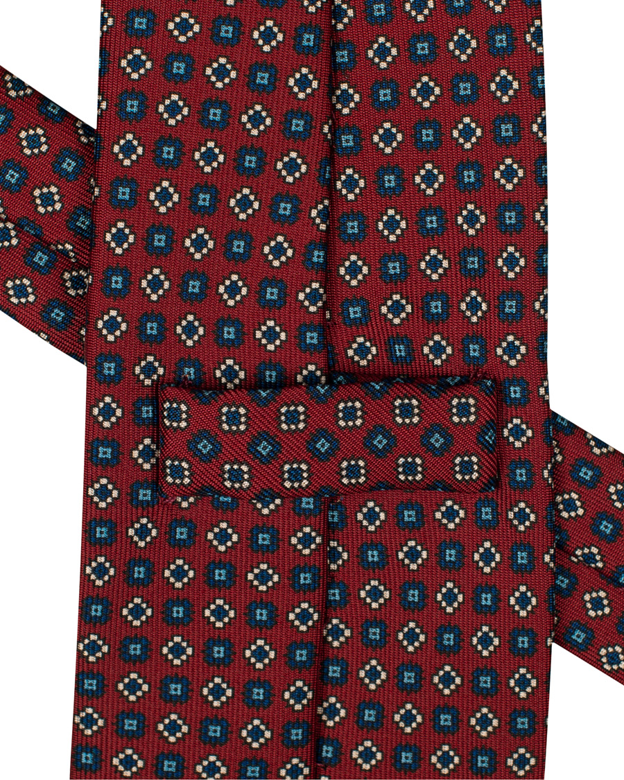 Herre | E. Marinella 3-Fold Printed Micro Pattern 8 cm Silk Tie Burgundy | E. Marinella | 3-Fold Printed Micro Pattern 8 cm Silk Tie Burgundy