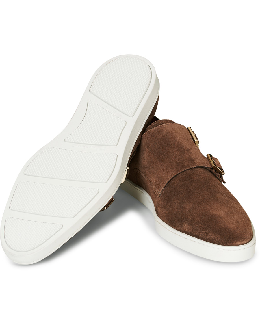 Herre | Santoni Double Monk Shoe Brown Suede | Santoni | Double Monk Shoe Brown Suede