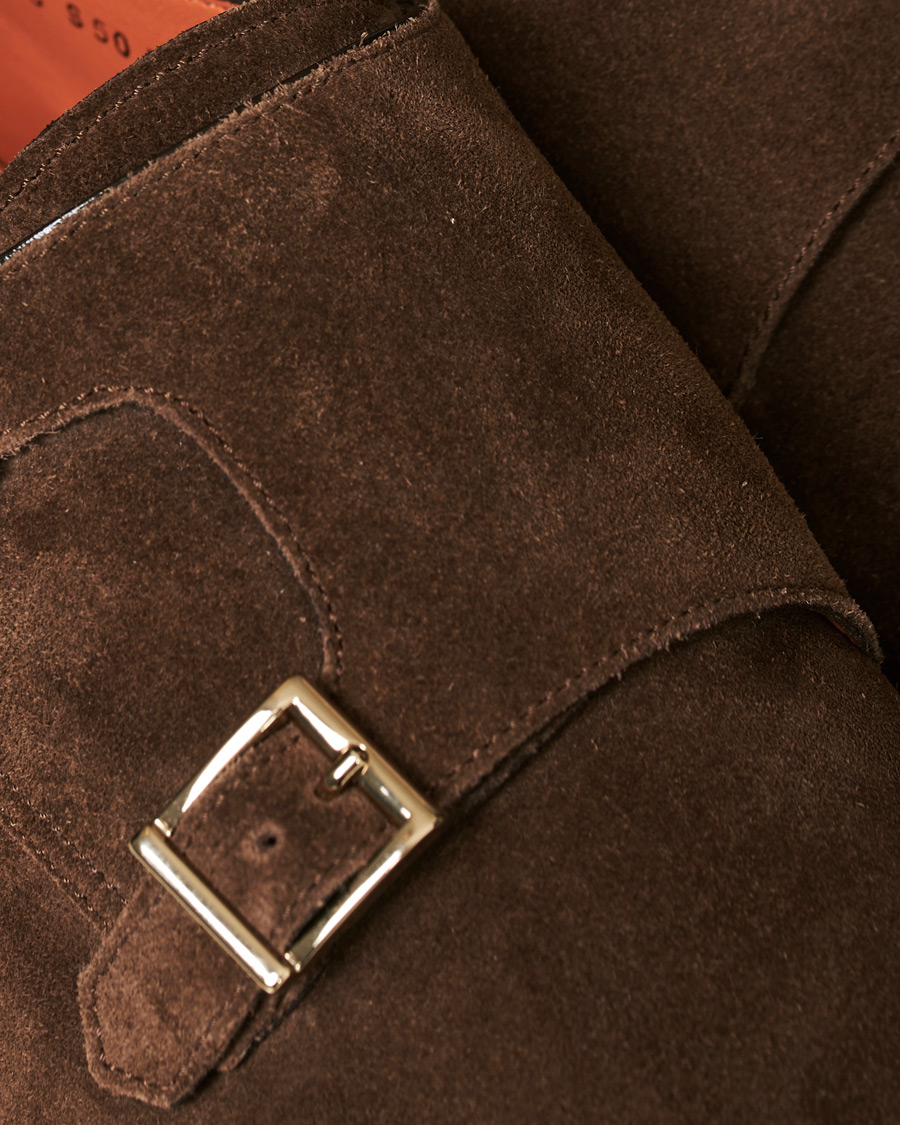 Herre | Santoni Double Monk Shoe Brown Suede | Santoni | Double Monk Shoe Brown Suede