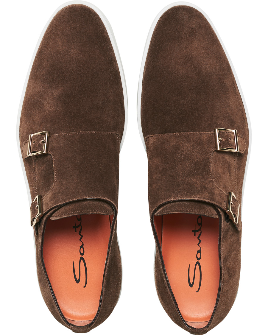 Herre | Santoni Double Monk Shoe Brown Suede | Santoni | Double Monk Shoe Brown Suede