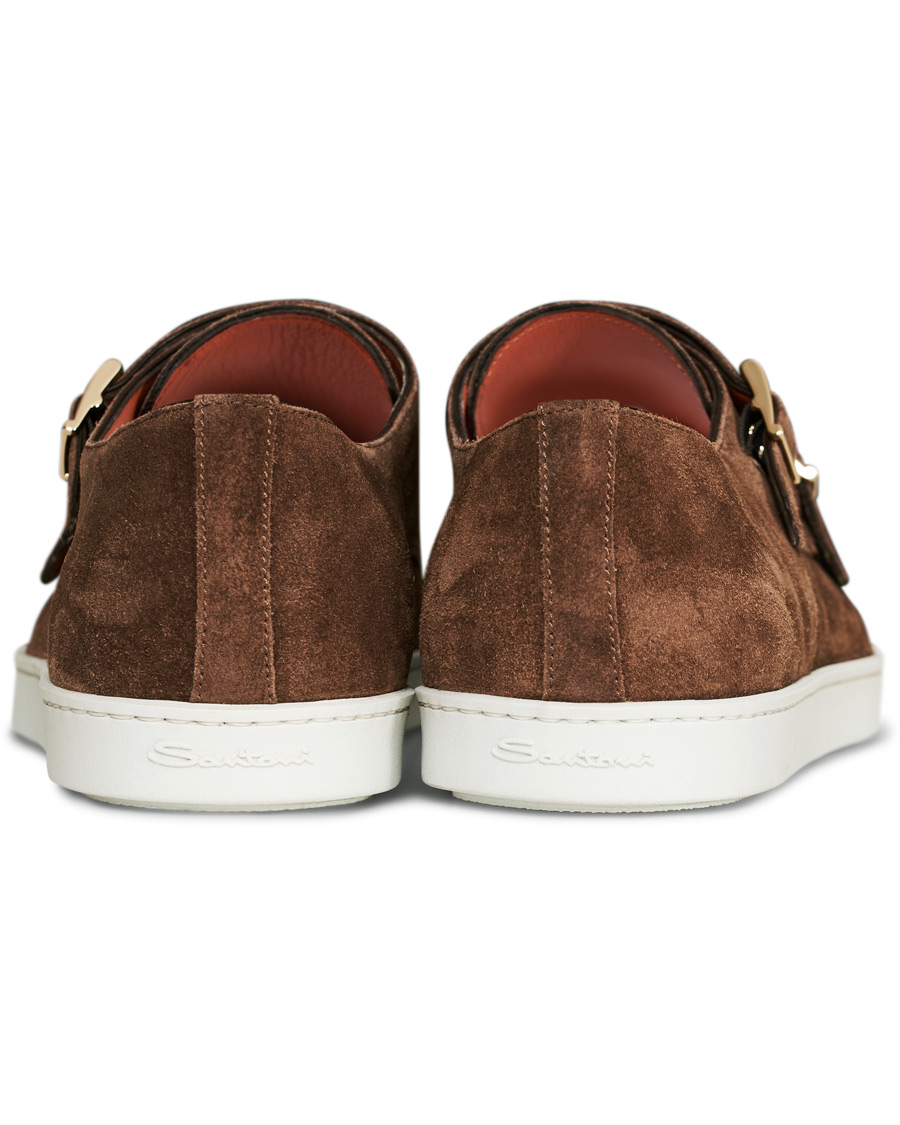 Herre | Santoni Double Monk Shoe Brown Suede | Santoni | Double Monk Shoe Brown Suede